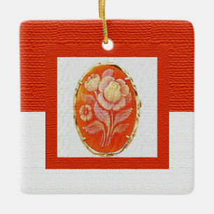Vintage Floral Cameo Moederdag Keramisch Ornament