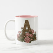 Vintage Floral Cat Monogram Mug (Gauche)