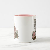 Vintage Floral Cat Monogram Mug (Centre)