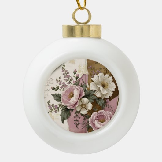 Vintage Floral - Ceramic Ornament  (Voorkant)