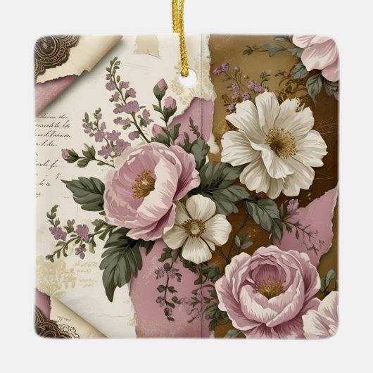 Vintage Floral - Ceramic Ornament (Voorkant)