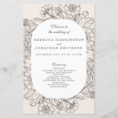 Vintage Floral Cream Wedding Programme (Devant)
