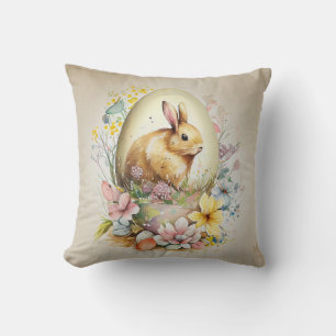 Vintage "Floral Easter Bunny" met Sierkussen van e