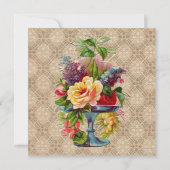 Vintage floral Embossé effet invitations de mariag (Dos)