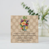 Vintage floral Embossé effet invitations de mariag (Debout devant)