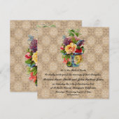 Vintage floral Embossé effet invitations de mariag (Devant / Derrière)