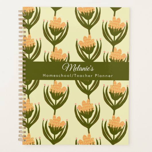 Vintage Floral Enseignant School Homeschool Planne (Devant)