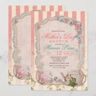 Vintage Floral Fête des Mères Brunch Invitation