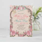 Vintage Floral Fête des Mères Brunch Invitation (Debout devant)