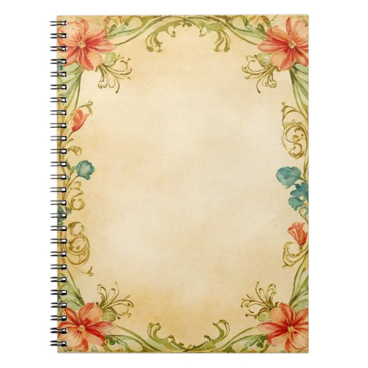 Vintage Floral Frame Design Notitieboek (Voorkant)