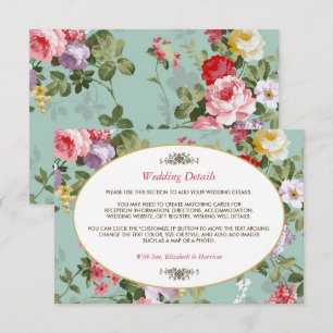 Vintage Floral Garden Botanical Wedding Detail Informatiekaartje