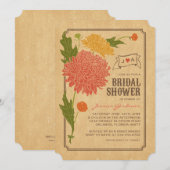 Vintage Floral Garden Fête des mariées Invitation (Devant / Derrière)