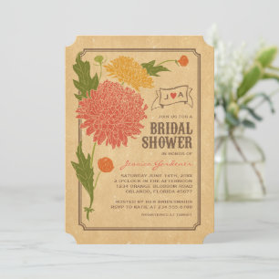 Vintage Floral Garden Fête des mariées Invitation
