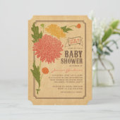 Vintage Floral Garden Party Baby shower Uitnodigen Kaart (Staand voorkant)