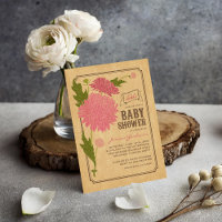 Vintage Floral Garden Party Baby shower Uitnodigen
