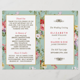 Vintage Floral Garden Programme de mariage botaniq