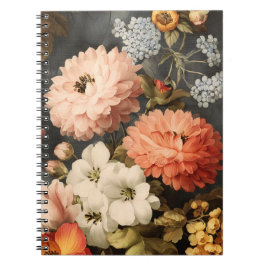 Vintage Floral Illustration with Mixed Blossoms Notitieboek