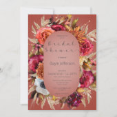 Vintage Floral Jewel Rust Frame Douche Invitation (Devant)