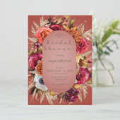 Vintage Floral Jewel Rust Frame Douche Invitation (Debout devant)