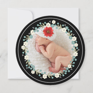 Vintage Floral Joyeux Carte photo de Noël