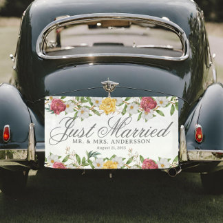 Vintage Floral juste marié bannière voiture