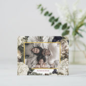 Vintage Floral kerstfoto briefkaart (Staand voorkant)
