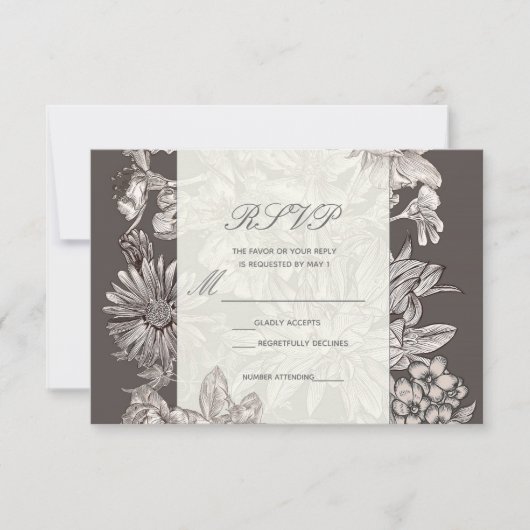 Vintage Floral Moderne Mariage RSVP Réponse (Devant)