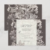 Vintage Floral Moderne Mariage RSVP Réponse (Devant / Derrière)
