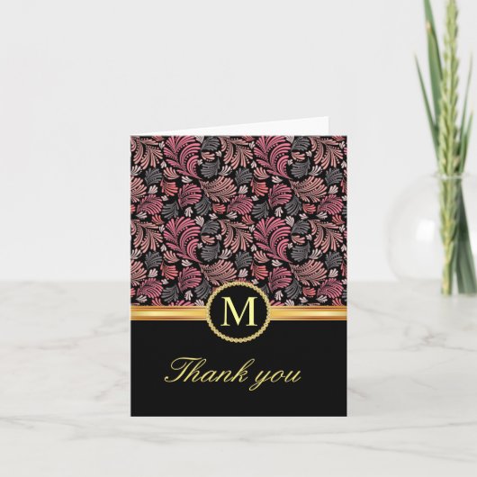 Vintage Floral Monogramme Merci Cartes (Devant)