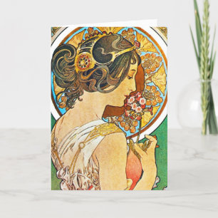 Vintage Floral Mucha Kaart
