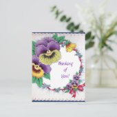 Vintage Floral Pansy Briefkaart (Staand voorkant)