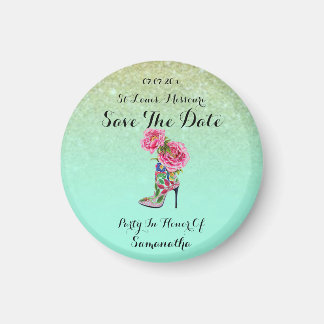 Vintage Floral Party Shoe Save the Date Magnet Magneet