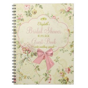 Vintage Floral Peach Vrijgezellenfeest Guestbook - Notitieboek