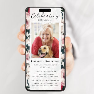 Vintage Floral Photo Funérailles Invitation numéri