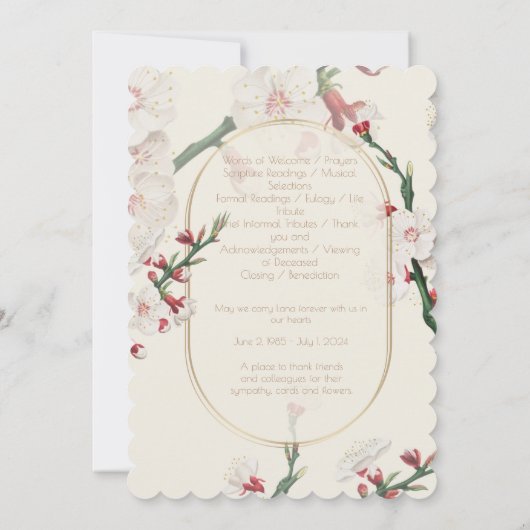 Vintage Floral Photo Funeral Programme (Dos)