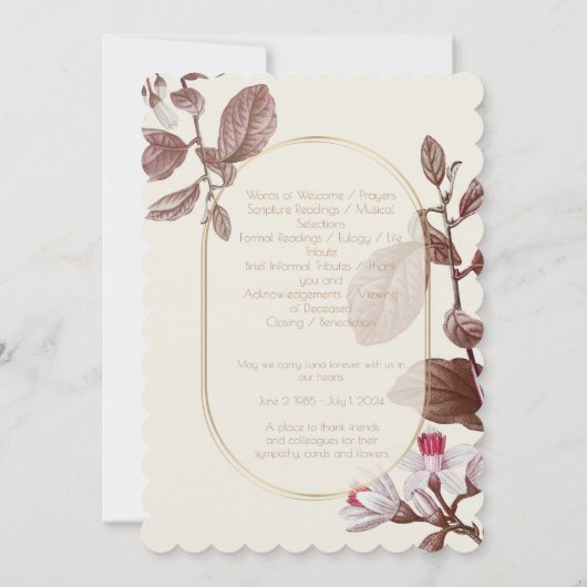 Vintage Floral Photo Funeral Programme (Dos)