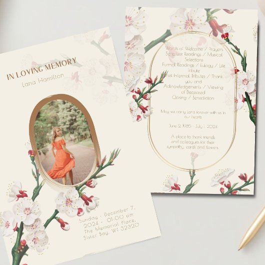 Vintage Floral Photo Funeral Programme