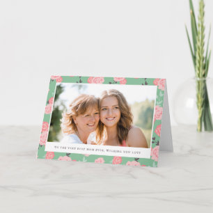 Vintage Floral Photo Moederdag Wenskaart Kaart