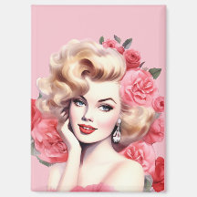 Vintage Floral Pin-Up Magnet – Blossom Marie