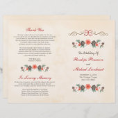Vintage Floral Pine Noël Programme de mariage (Devant / Derrière)