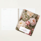 Vintage Floral Planner avec nom et monogramme (Devant avec enveloppe)