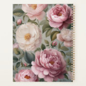 Vintage Floral Planner avec nom et monogramme (Dos)