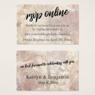 Vintage, Floral, Romantic RSVP Online Wedding Kaar Visitekaartjes