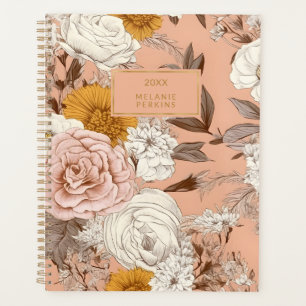 Vintage Floral Rose Pêche Antique Boho Fleurs sauv