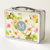 Vintage Floral Rose pivoines Monogram Lunchbox (Dos)