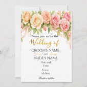 Vintage Floral Rose Wedding Invitation (Devant)