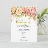 Vintage Floral Rose Wedding Invitation (Debout devant)