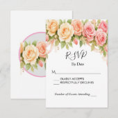 Vintage Floral Rose Wedding RSVP Card (Devant / Derrière)