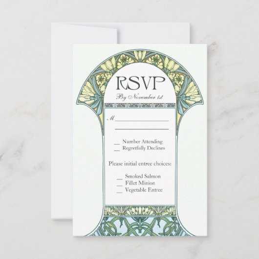 Vintage Floral RSVP Cartes de mariage VII (Devant)