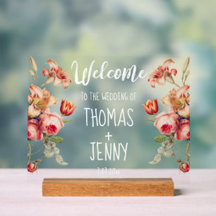 Vintage Floral Rustic Farm Mariage Bienvenue